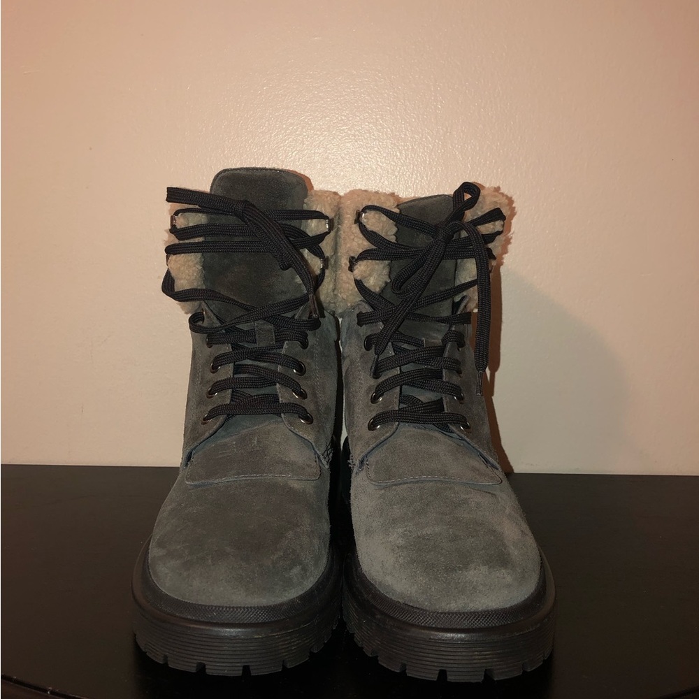 Moncler Authentic Gray Suede Patty Military Ankle Boots,Size-38 - Picture 10 of 16